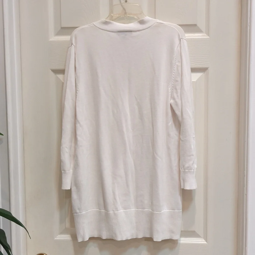 B*Design Women's White 3/4 Sleeve Cardigan Size XL 100% Cotton - Picture 5 of 7